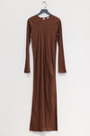 BASERANGE Linen Didin Long Sleeve Dress France BAS-DRDYL-VI-SP24-SHENZONG Dark Brown